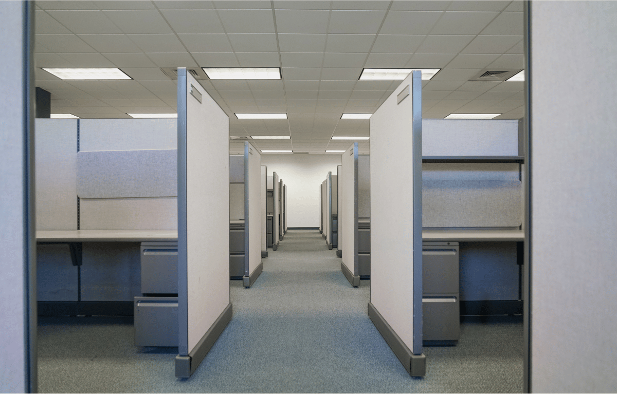 Office building with cubicles