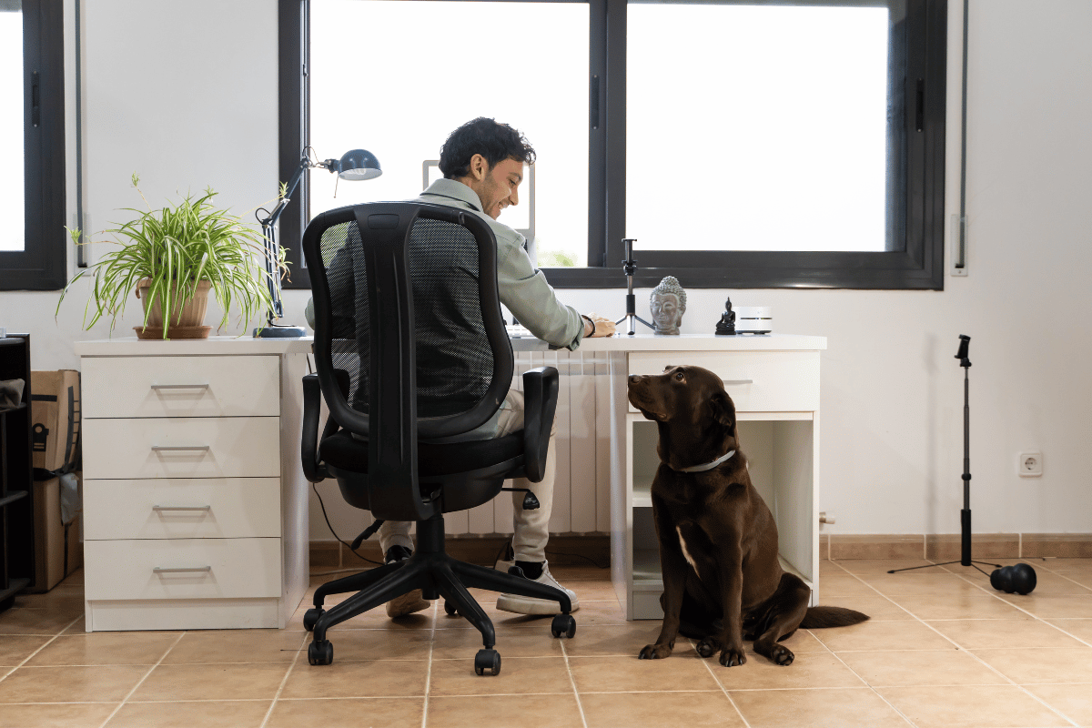 A man working from home